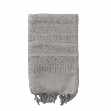 Fouta - Serviette de hammam au fil lurex argenté 100x190cm
